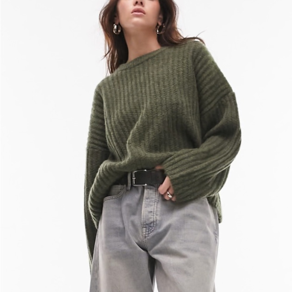 Topshop Cropped Knit Ribbed Sweater